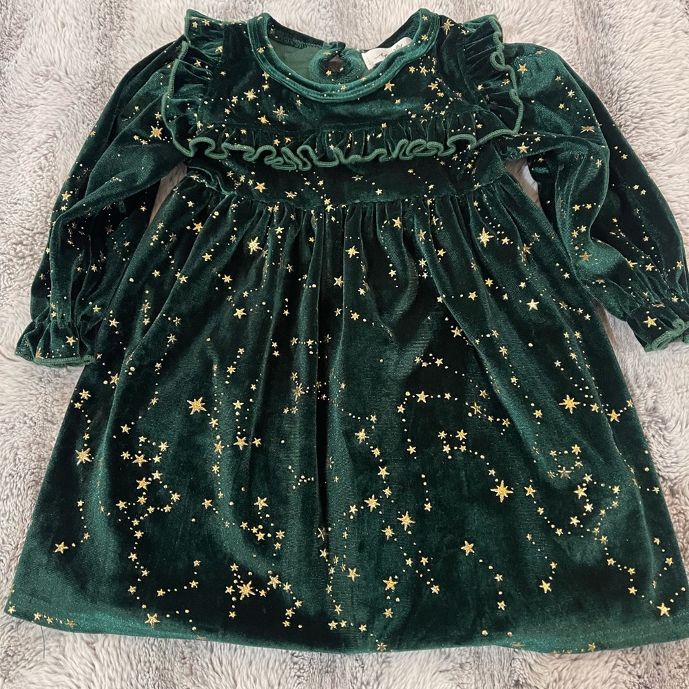 MARIE NICOLE GREEN VELVET CHRISTMAS DRESS FOR BABY
